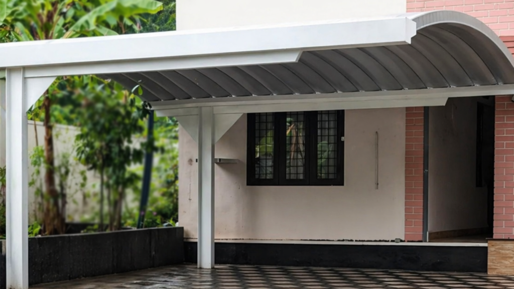 Normal Cantilever CarPorch In Kerala Home